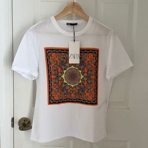 ZARA front print sleeve top